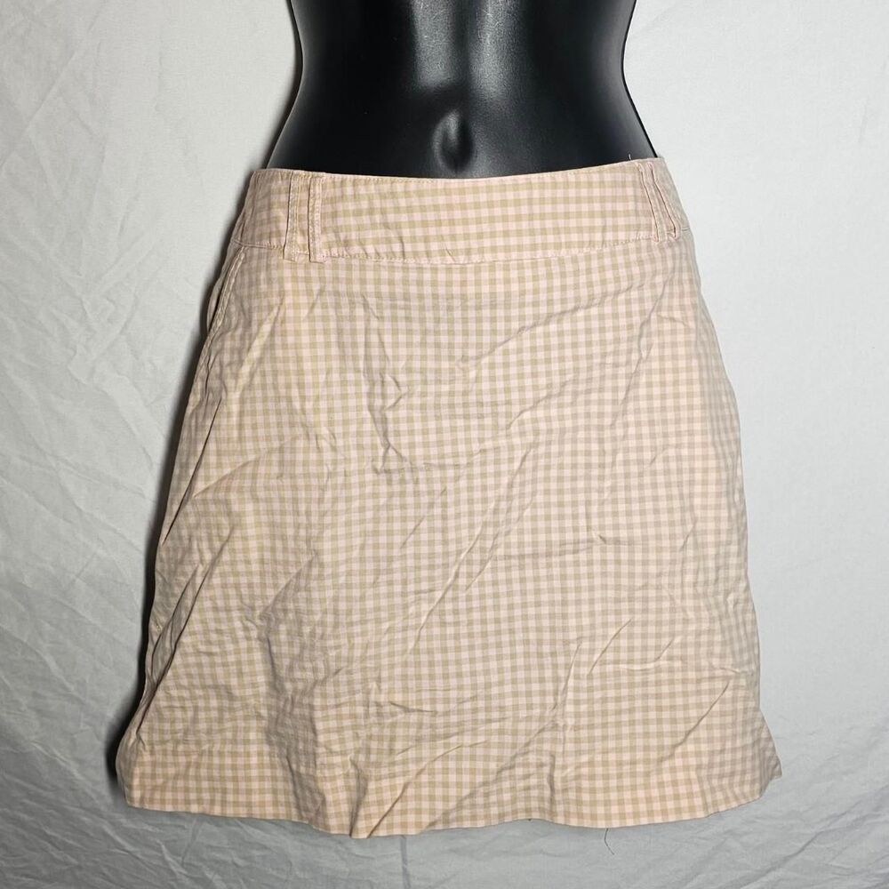 cream & pink checkered vintage y2k 90s preppy mini skirt